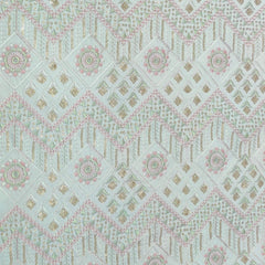 Koti (Nehru Jacket) Fabric ManTire Designer Silk Embroidery Colour Pista Green N Pink