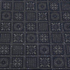 Koti (Nehru Jacket) Fabric ManTire Designer Velvet Embroidery Colour Black