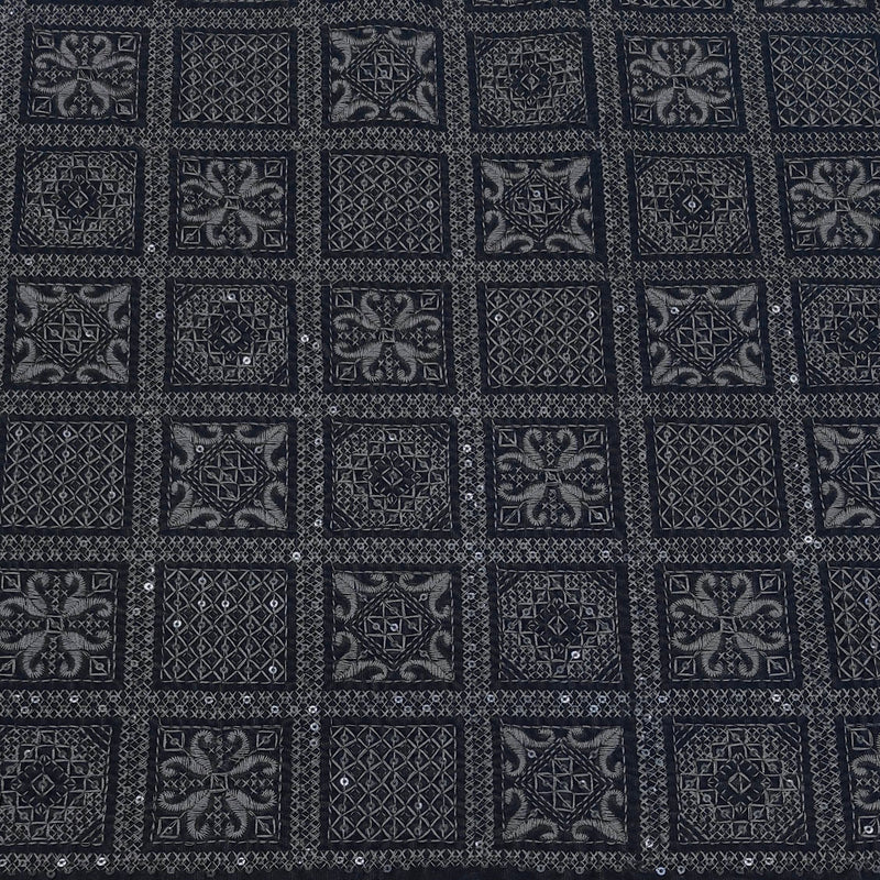 Koti (Nehru Jacket) Fabric ManTire Designer Velvet Embroidery Colour Black