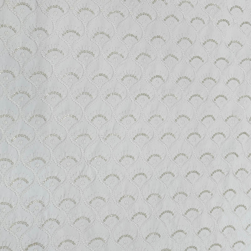 Kurta Fabric ManTire Designer Silk Embroidery Colour Off White