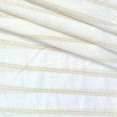 Kurta Fabric ManTire Designer Silk Embroidery Colour Off White N Golden Brown