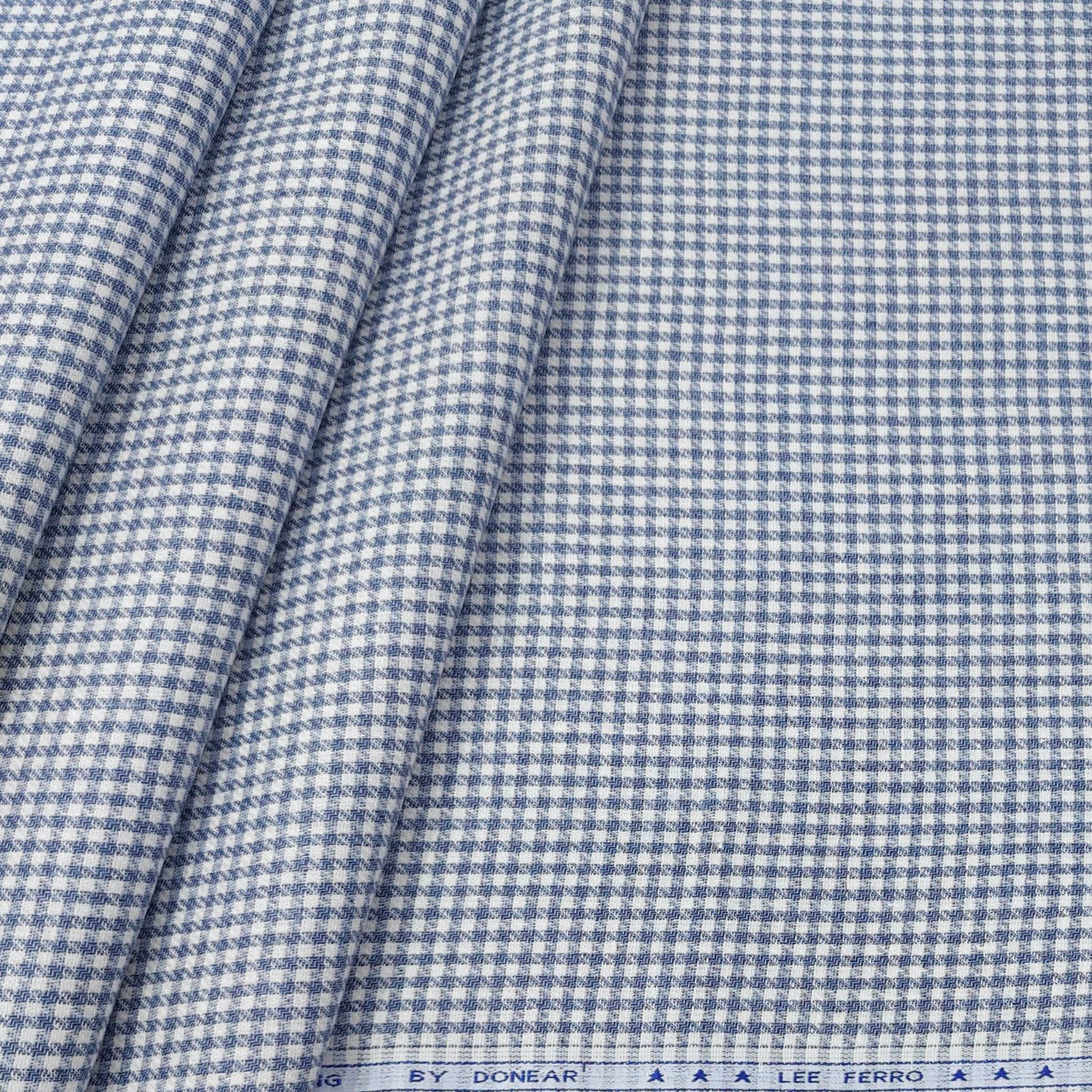 Trouser Fabric Donear Premium 60Lea  100% Linen Check Colour Blue N White