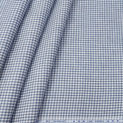 Trouser Fabric Donear Premium 60Lea  100% Linen Check Colour Blue N White