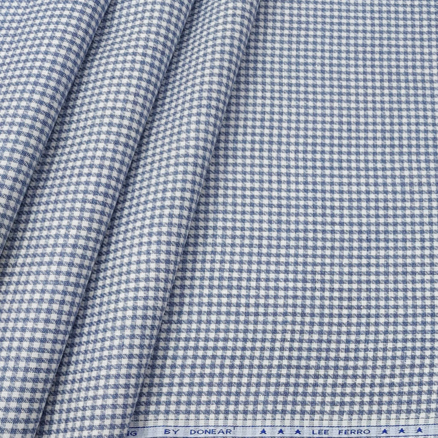 Trouser Fabric Donear Premium 60Lea  100% Linen Check Colour Blue N White