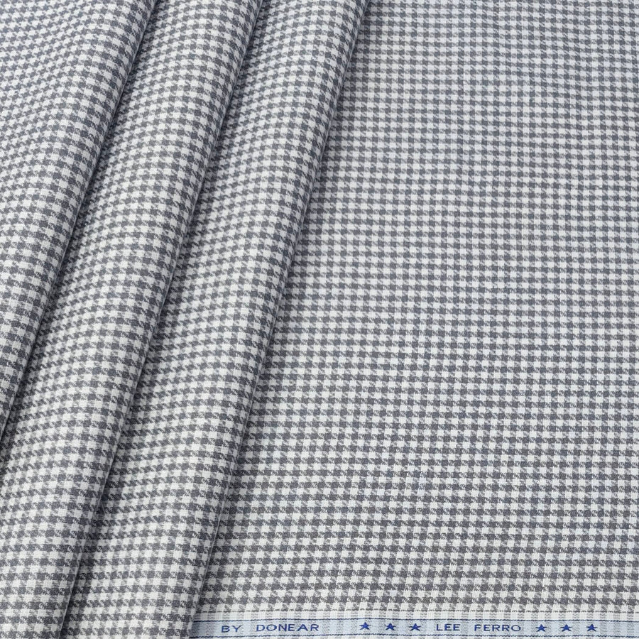 Trouser Fabric Donear Premium 60Lea  100% Linen zig zag Check Colour Grey N White