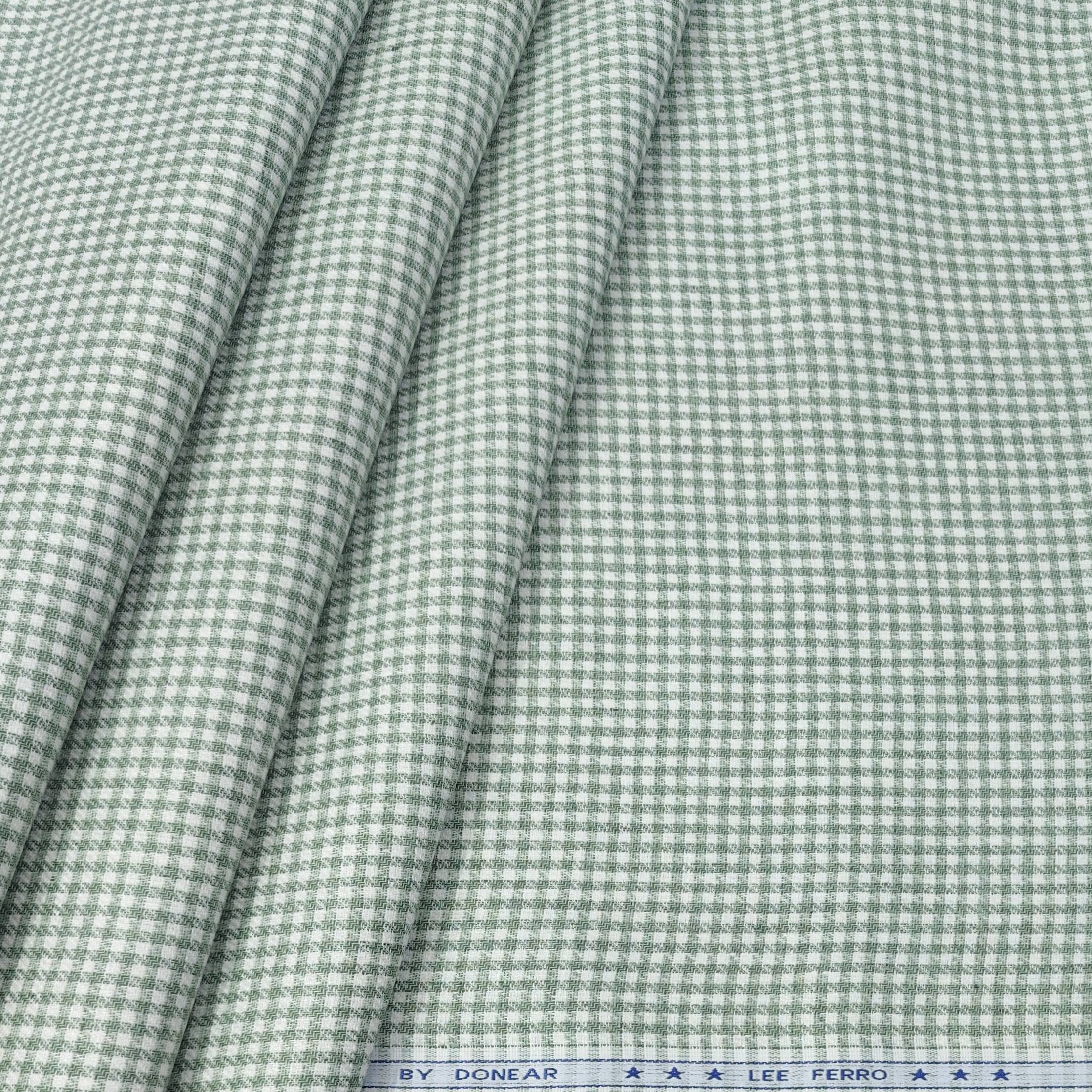 Trouser Fabric Donear Premium 60Lea 100% Linen Check Colour Green - ManTire