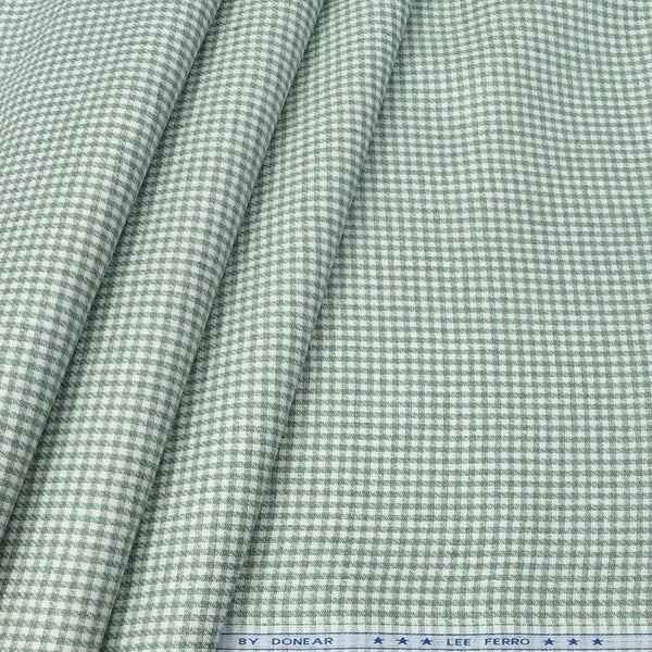 Trouser Fabric Donear Premium 60Lea  100% Linen Check Colour Green