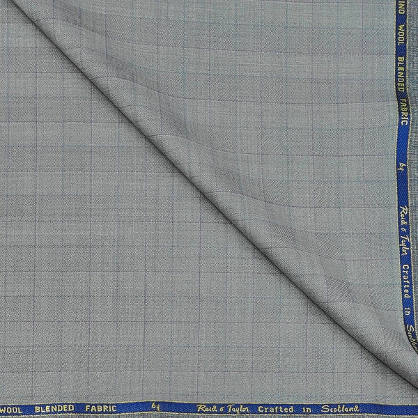 Trouser Fabric Reid & Taylor Super 130s Count 70%Wool Broad Check Color Light Grey