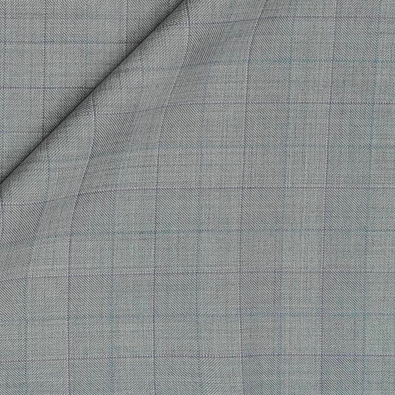 Trouser Fabric Reid & Taylor Super 130s Count 70%Wool Broad Check Color Light Grey