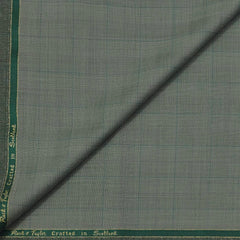 Trouser Fabric Reid & Taylor Super 130s Count 70%Wool Broad Check Color Greenish