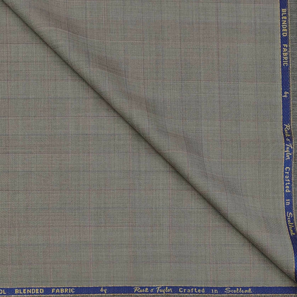Trouser Fabric Reid & Taylor Super 130s Count 70%Wool Check Color Wood Brown