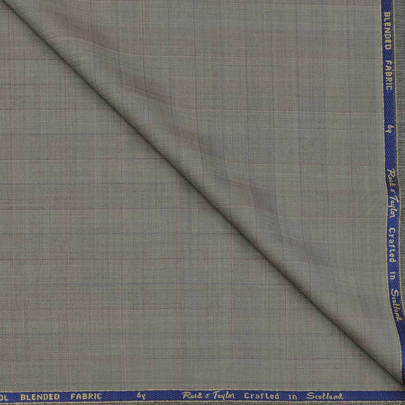 Trouser Fabric Reid & Taylor Super 130s Count 70%Wool Check Color Wood Brown