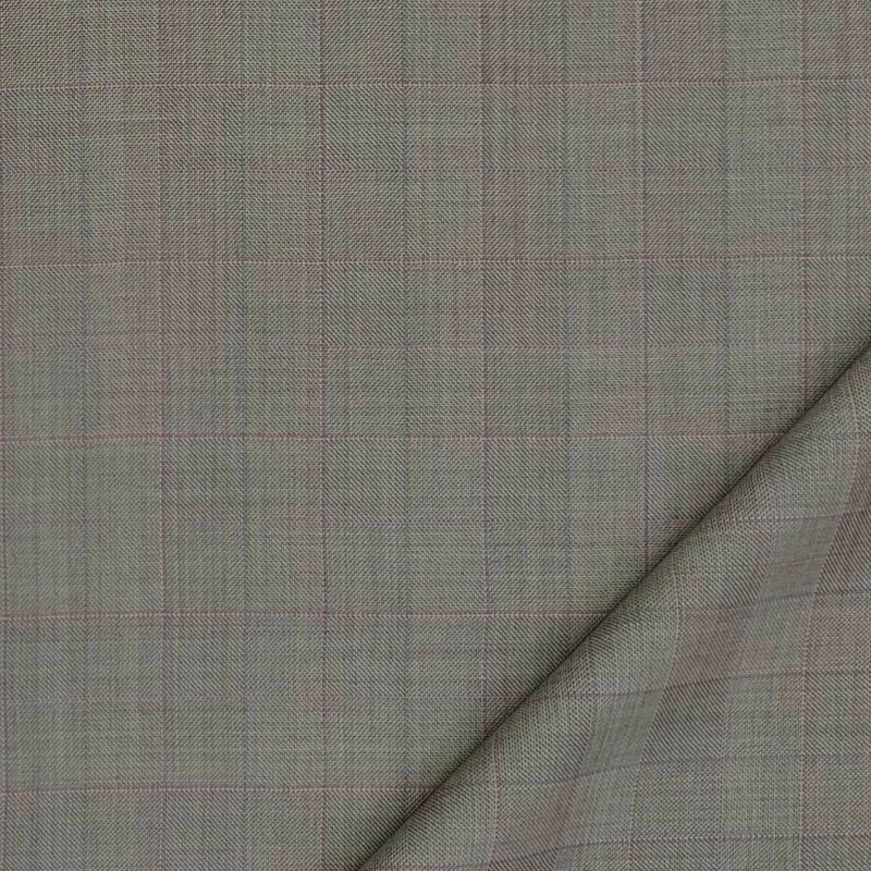 Trouser Fabric Reid & Taylor Super 130s Count 70%Wool Check Color Wood Brown