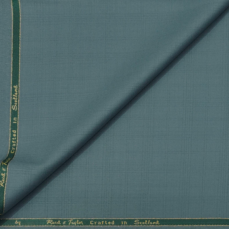 Trouser Fabric Reid & Taylor Super 130s Count 70%Wool Check Color Viridian Green