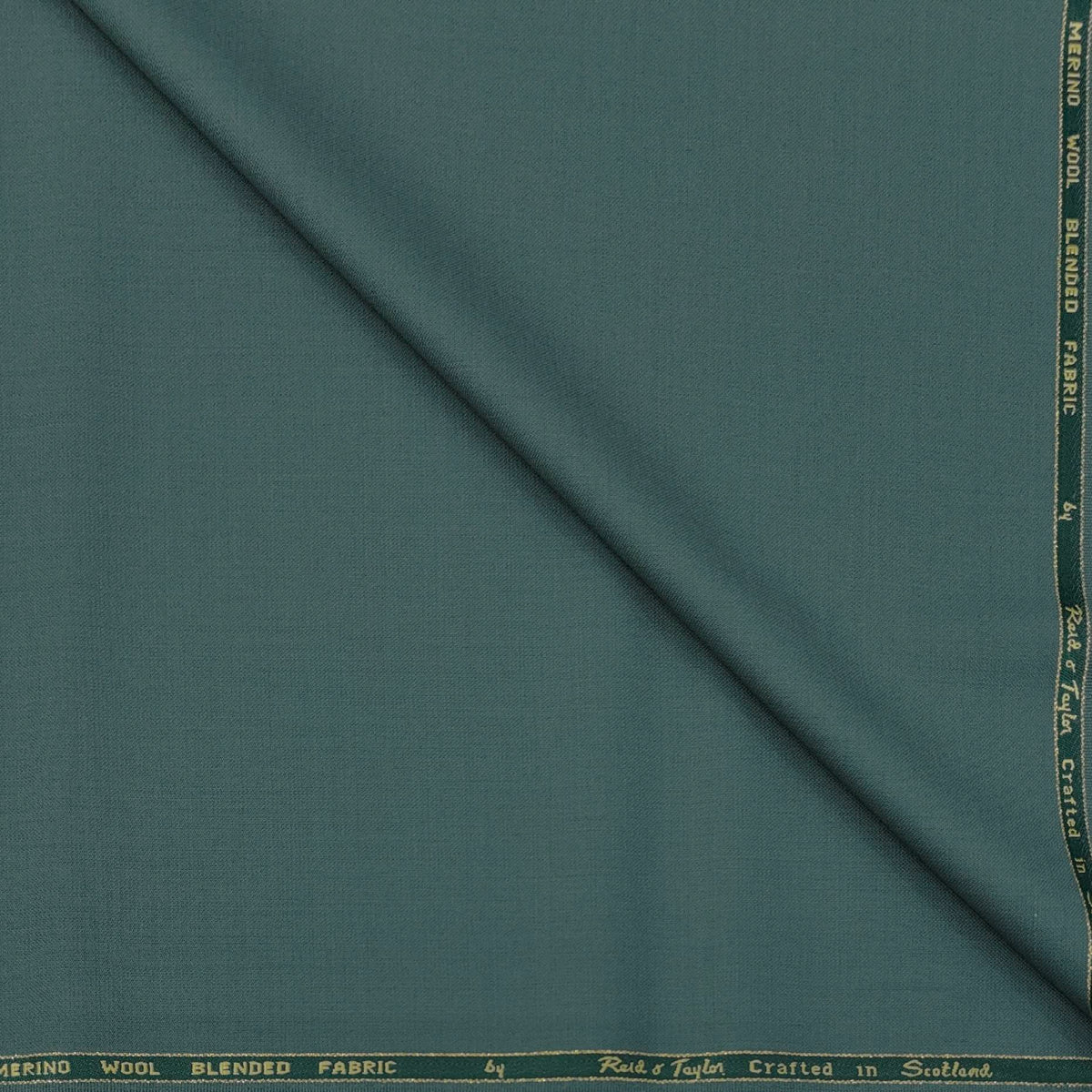 Trouser Fabric Reid & Taylor Super 130s Count 70%Wool Self Slub Color Viridian Green