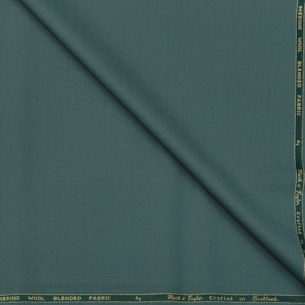 Trouser Fabric Reid & Taylor Super 130s Count 70%Wool Self Slub Color Viridian Green