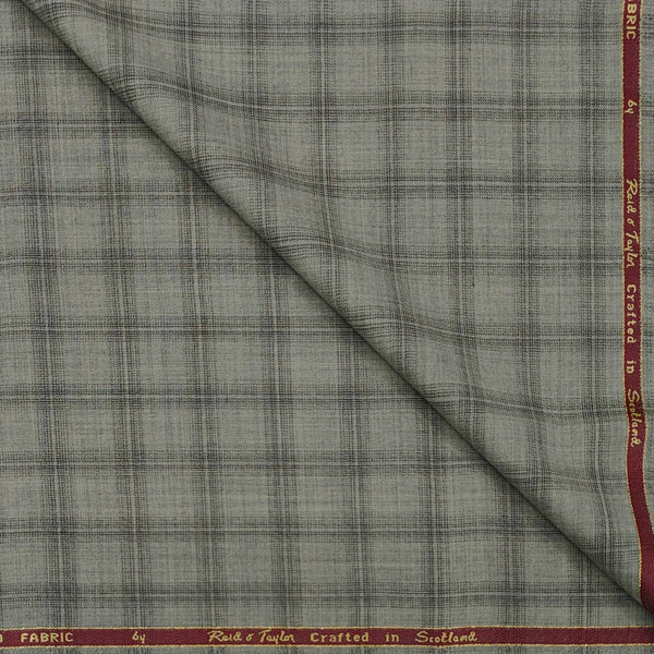 Trouser Fabric Reid & Taylor Super 130s Count 70%Wool Broad Check Color Dusty Brown