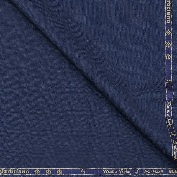 Trouser Fabric Reid & Taylor Super 150s Count 58% Wool Mild Check Color Cobalt Blue