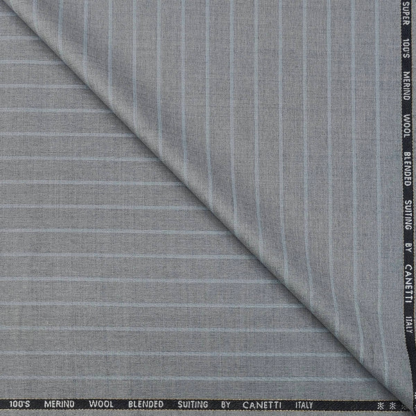 Trouser Fabric Canetti Italy Luxury 100s Wool Blended Broad Lining Colour Grandma Grey