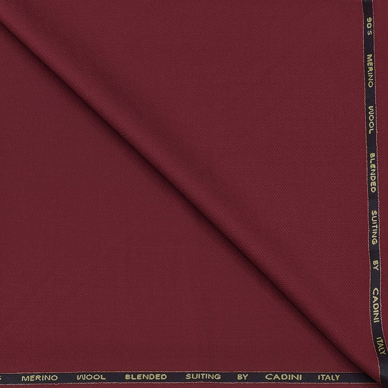 Trouser Fabric Canetti Italy Luxury 90s Wool Blended Textured Colour Garnet Red