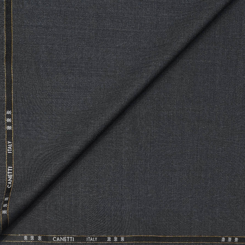 Trouser Fabric Canetti Italy Luxury 100s Wool Blended Mild Check Colour Grey