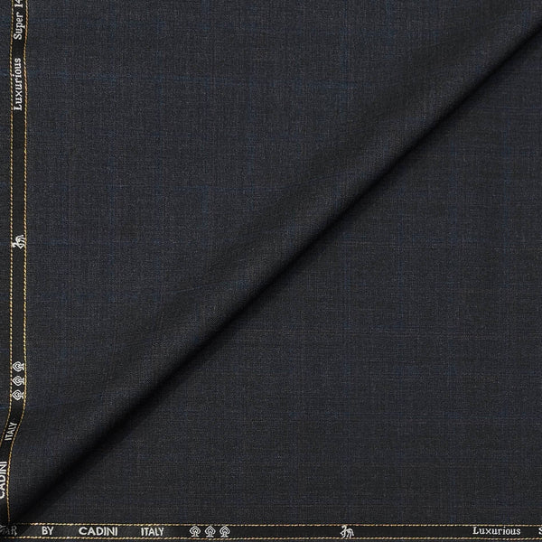 Trouser Fabric Canetti Italy Luxury 100s Wool Blended Self Check Colour Onyx Grey