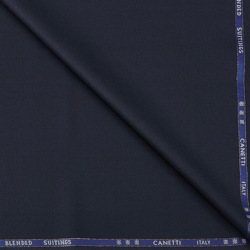 Trouser Fabric Canetti Italy Luxury 100s Wool Blended Textured Colour Dark Blue