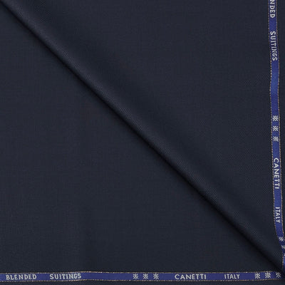 Trouser Fabric Canetti Italy Luxury 100s Wool Blended Textured Colour Dark Blue