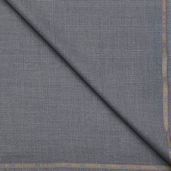 Trouser Fabric Raymond Poly Viscose Mild Check Colour Grandma Grey