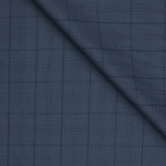 Trouser Fabric Raymond Poly Viscose Broad Check Colour Glaucous Blue