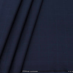 Trouser Fabric Donear Pure Cotton Mild Check Colour Dark Blue