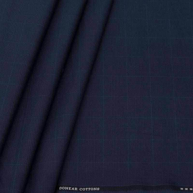 Trouser Fabric Donear Pure Cotton Mild Check Colour Dark Blue