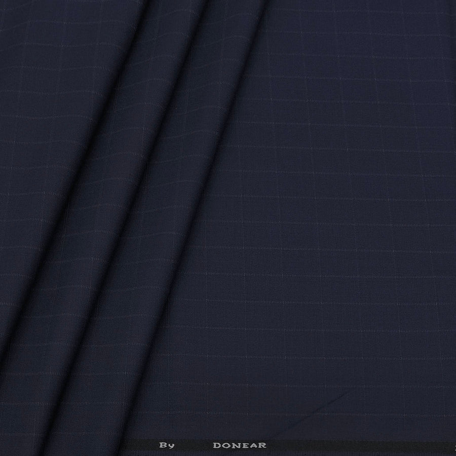 Trouser Fabric Donear 4Way Stretchable Premium Check Colour Dark Blue