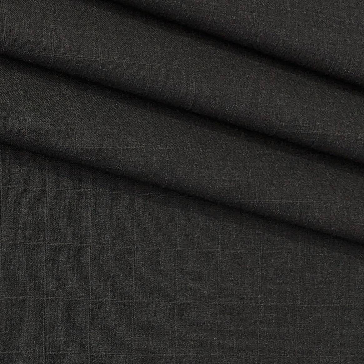 Trouser Fabric Donear 4Way Stretchable Premium Broad Check Colour Dull Black