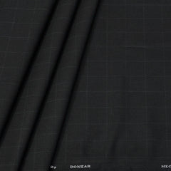 Trouser Fabric Donear 4Way Lycra Premium Broad Check Colour Dull Black