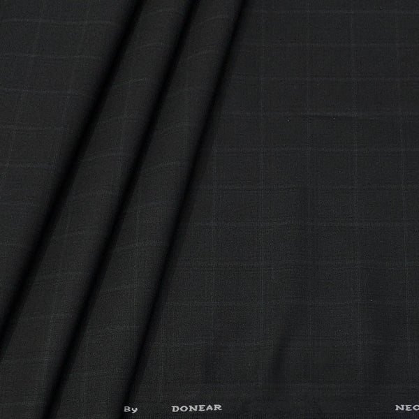 Trouser Fabric Donear 4Way Lycra Premium Broad Check Colour Dull Black