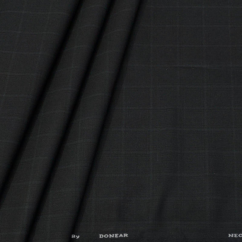Trouser Fabric Donear 4Way Lycra Premium Broad Check Colour Dull Black