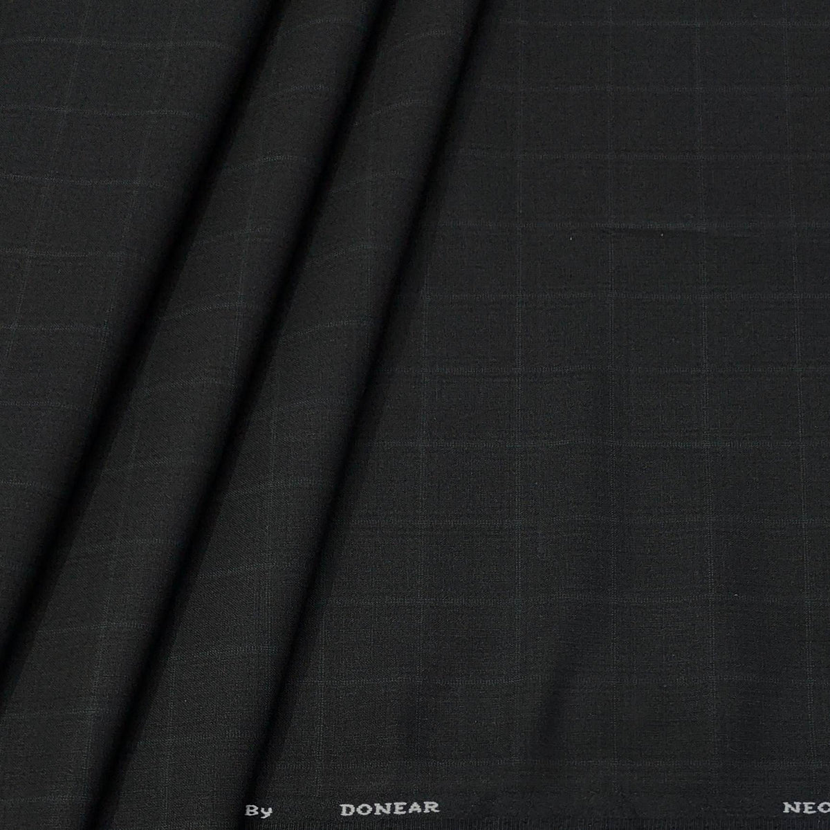 Trouser Fabric Donear 4Way Stretchable Premium Broad Check Colour Dull Black