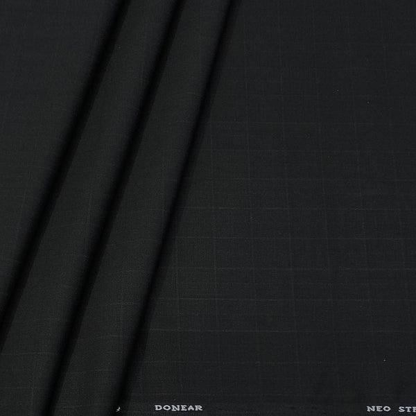 Trouser Fabric Donear 4Way Lycra Premium Broad Check Colour Black