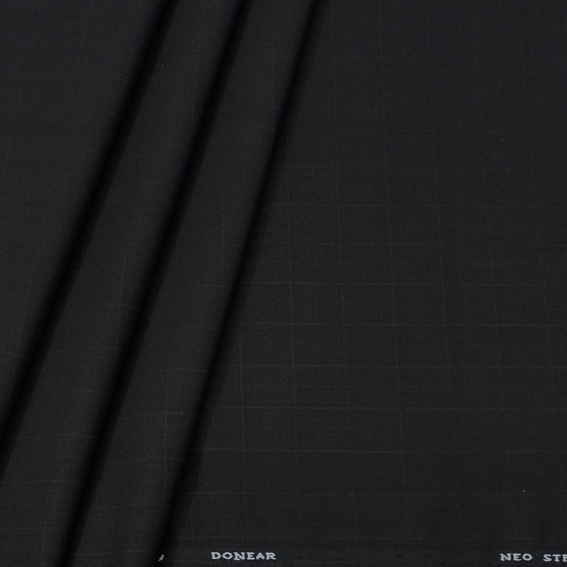 Trouser Fabric Donear 4Way Lycra Premium Broad Check Colour Black