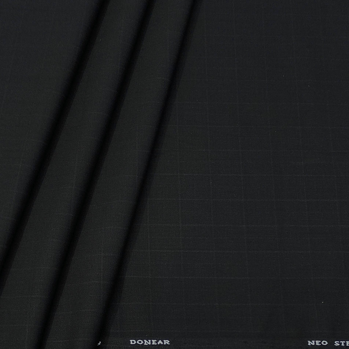 Trouser Fabric Donear 4Way Stretchable Premium Broad Check Colour Black