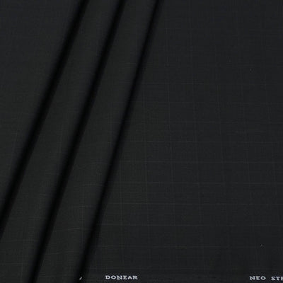 Trouser Fabric Donear 4Way Stretchable Premium Broad Check Colour Black