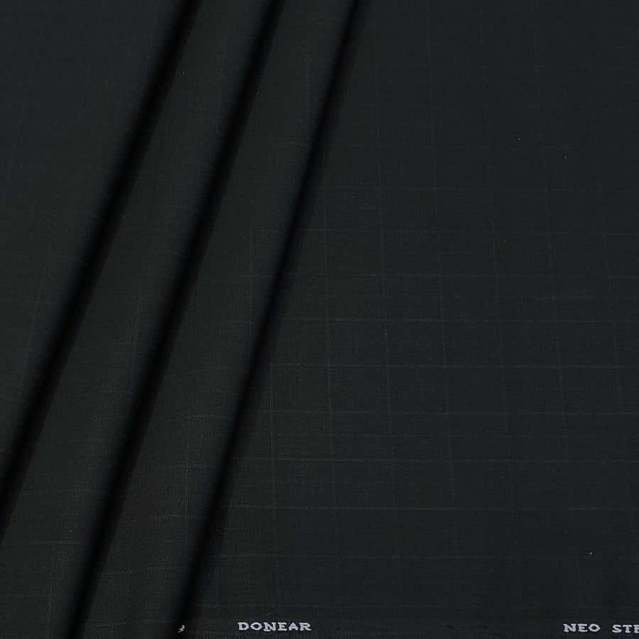 Trouser Fabric Donear 4Way Stretchable Premium Broad Check Colour Black