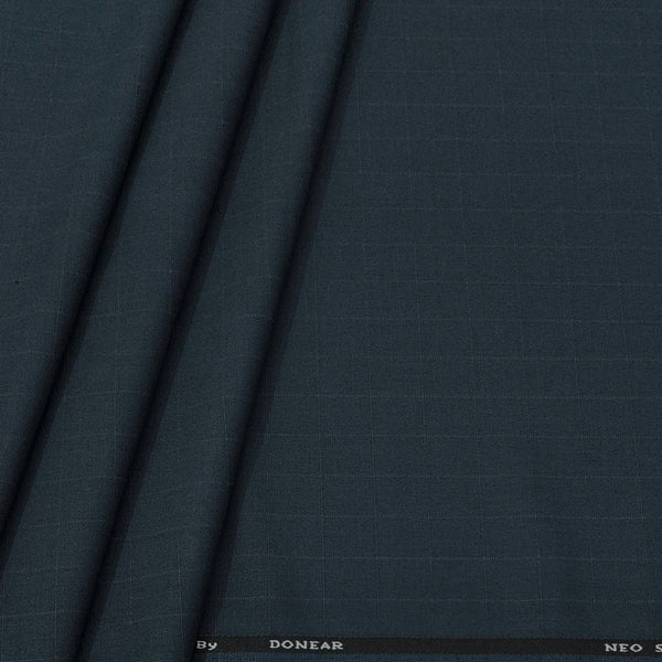 Trouser Fabric Donear 4Way Lycra Premium Broad Check Colour Prussian Blue