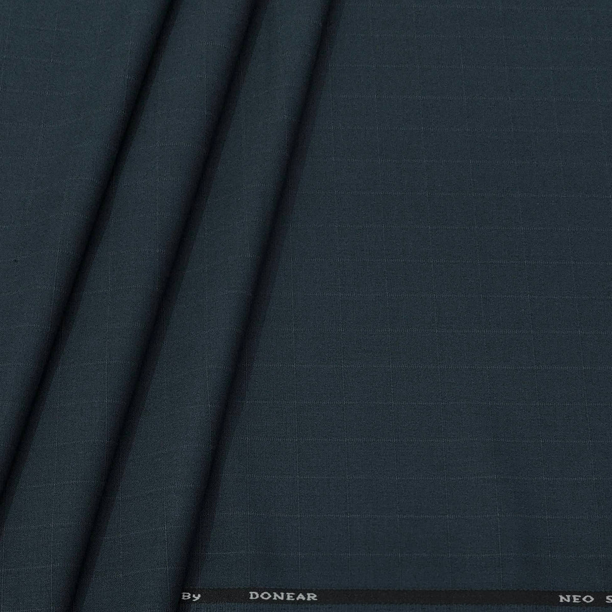 Trouser Fabric Donear 4Way Stretchable Premium Broad Check Colour Prussian Blue
