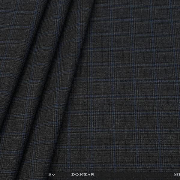 Trouser Fabric Donear 4Way Lycra Premium Mild Check Color Blue N Dark Grey