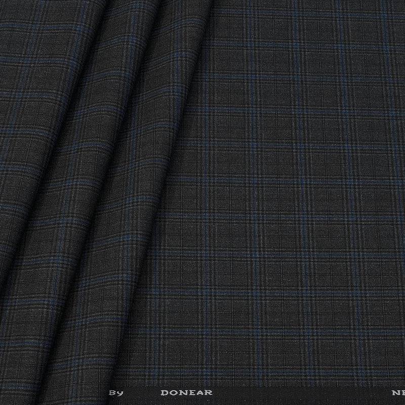 Trouser Fabric Donear 4Way Lycra Premium Mild Check Color Blue N Dark Grey