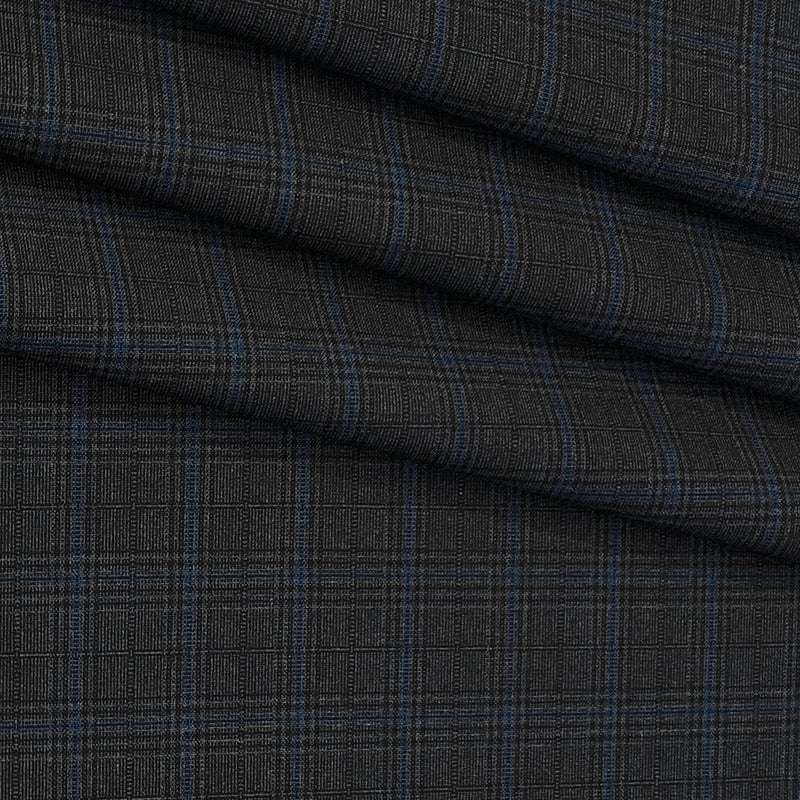 Trouser Fabric Donear 4Way Lycra Premium Mild Check Color Blue N Dark Grey