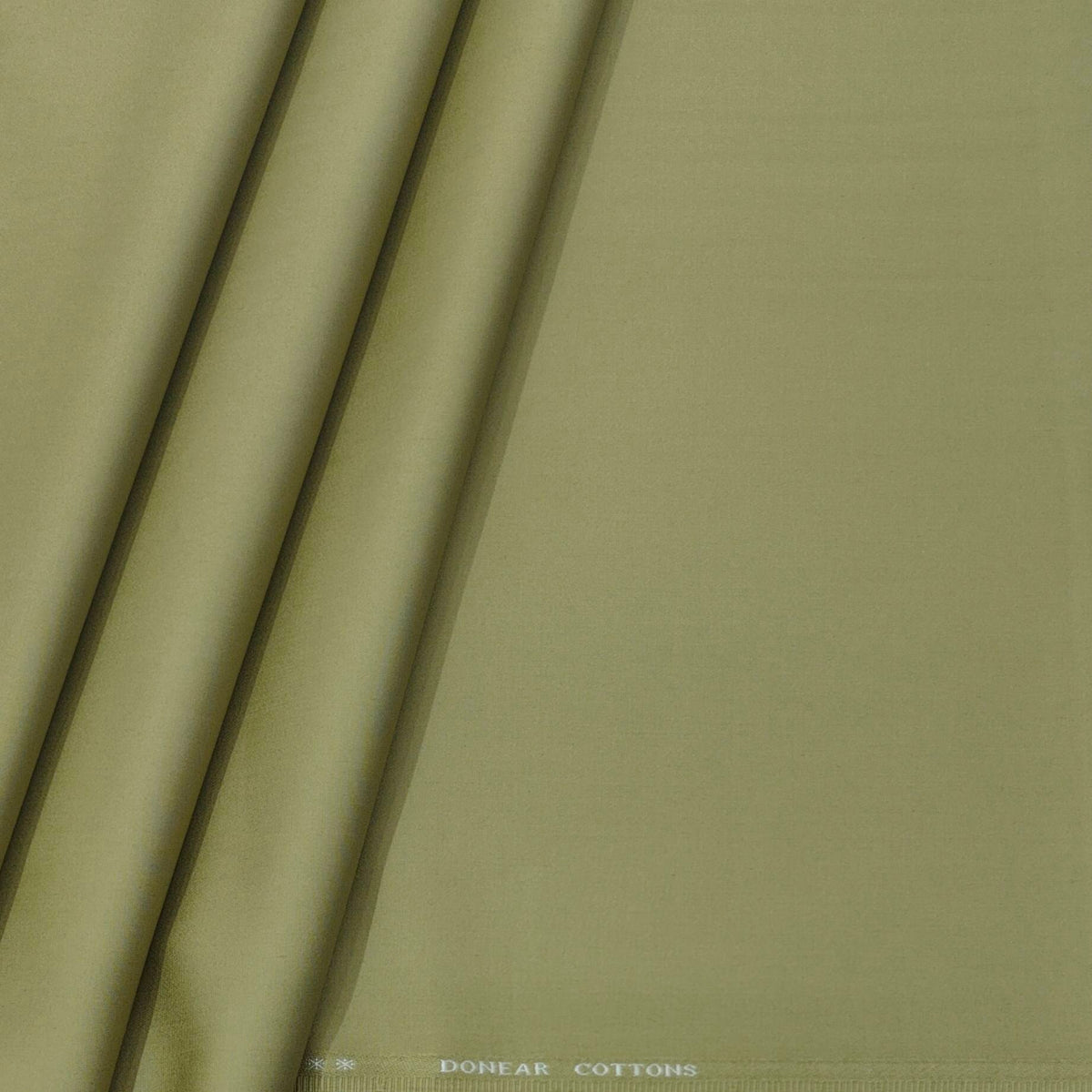 Trouser Fabric Donear Giza Cotton Stretchable Plain Colour Faded Greenish Brown