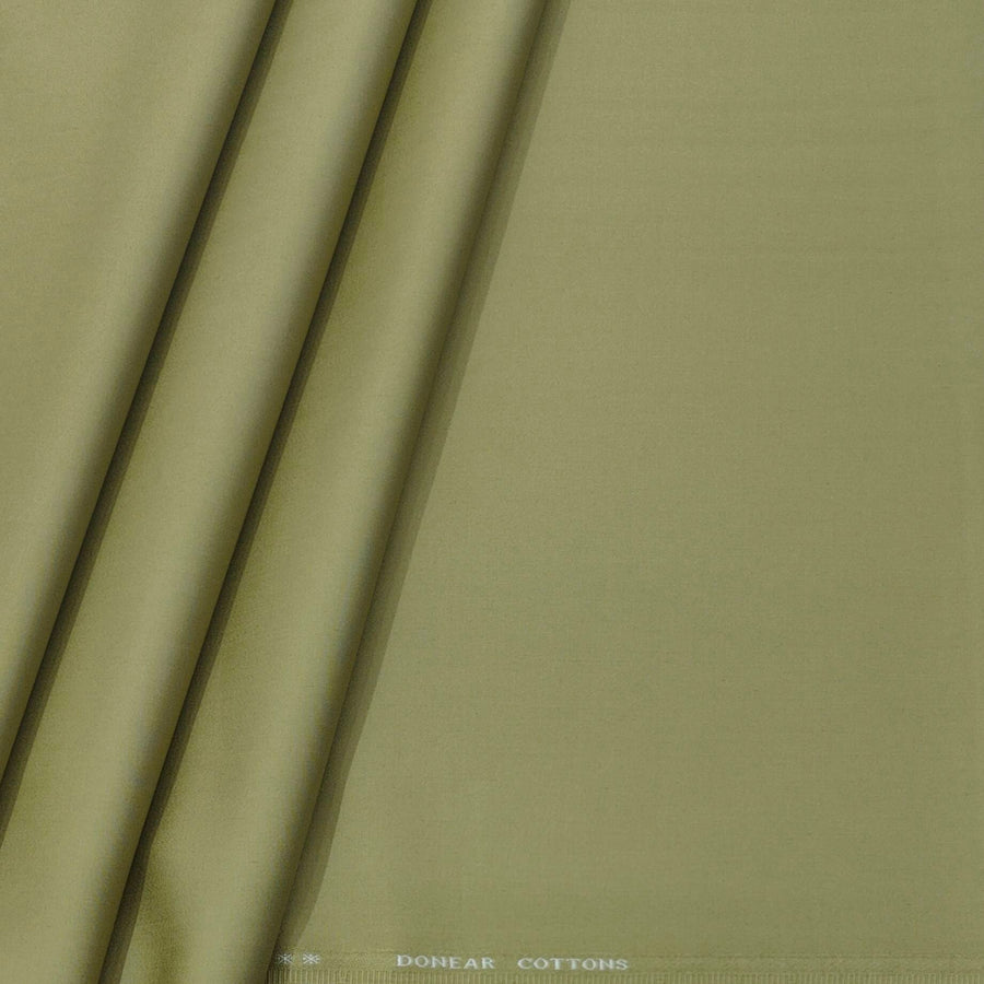 Trouser Fabric Donear Giza Cotton Stretchable Plain Colour Faded Greenish Brown